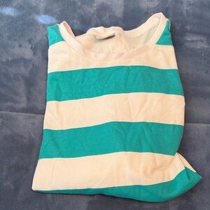 Columbia Teal and White Stripe Cropped Sweatshirt